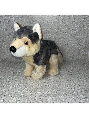 Aurora World Plush Timber Wolf 10” Gray Tan Stuffed Animal Wild Dog
